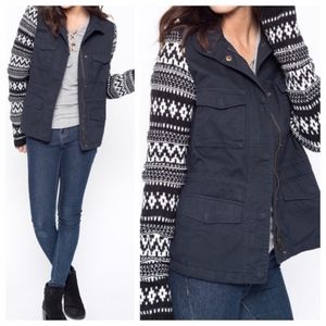 NWT Love Tree Navy & White Utility Jacket Small